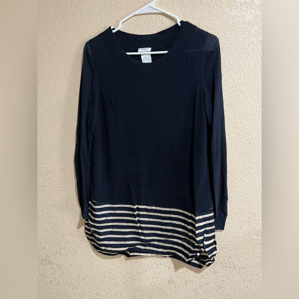 Akris Punto Navy blue sweater skirt long sleeve stripes size US 6